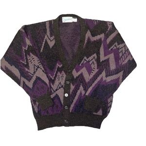 VTG RARE Monsignori Made in Italy Grandma Wool Knit Cardigan Sz M Aztec Western